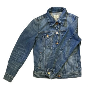 J. Crew‎ Classic Denim Jacket Copper Buttons Newton Wash G0491 Women's Size XS